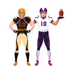 men players american football on white background