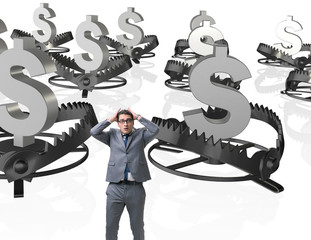 Businessman being trapped by dollar
