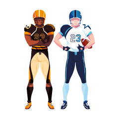men players american football on white background