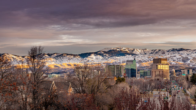 Little city of Boise Idaho in winter morning