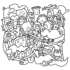  illustration of Doodle,Enjoy Cute and fun Variety of colors monster, cute Monster background