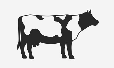 Cow silhouette isolated on white background. Vector cow icon.