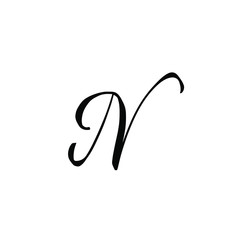 N letter brushstyle handwritten vector isolated