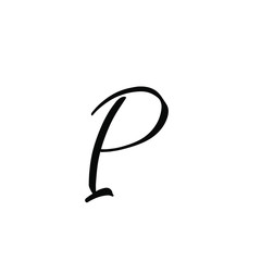 P letter brushstyle handwritten vector isolated