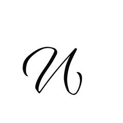 U letter brushstyle handwritten vector isolated