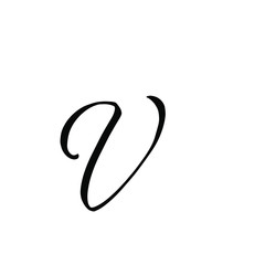 V letter brushstyle handwritten vector isolated