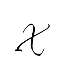 X letter brushstyle handwritten vector isolated
