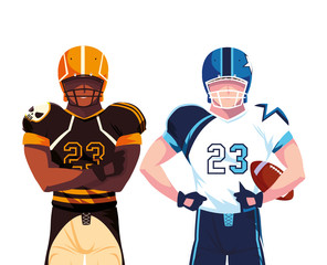 men players american football on white background