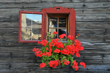 Obraz premium Windows in old historical buildings in Mauterndorf, Austria