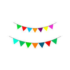 Vector image of festive multi-colored flags on white backround.