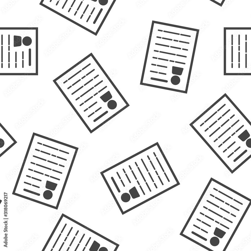 Poster resume vector icon seamless pattern on a white background. layers grouped for easy editing illustrat