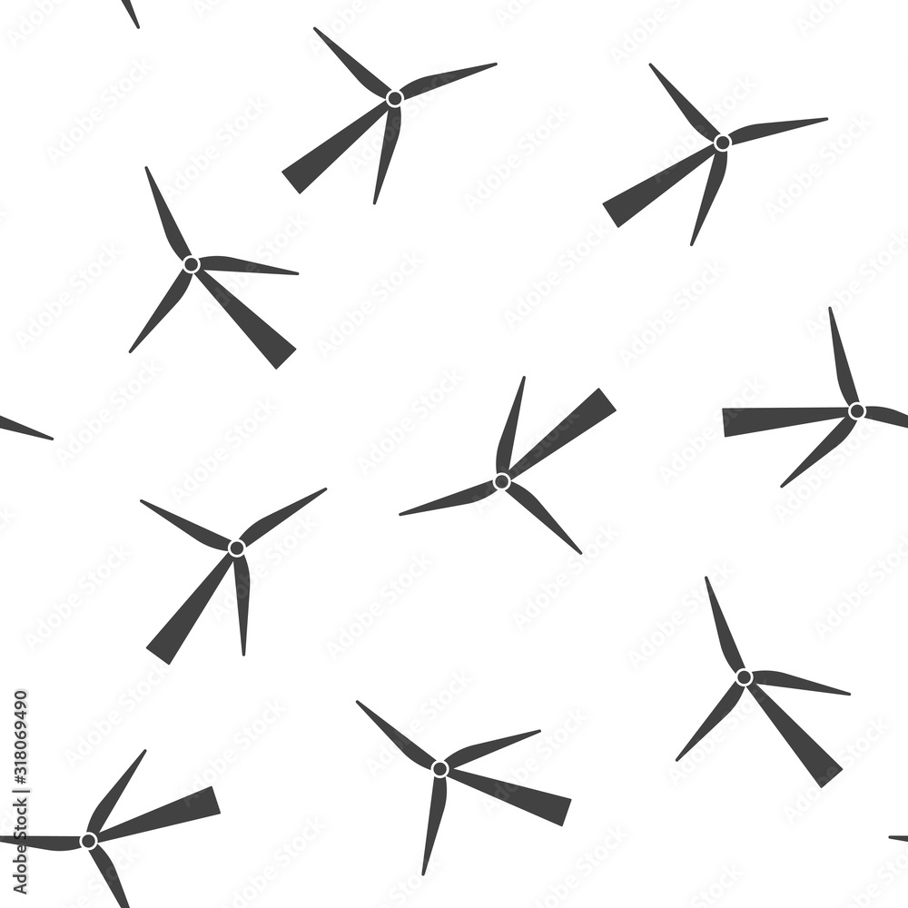 Poster vector windmill icon. power generator seamless pattern on a white background.
