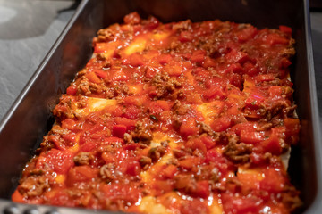 cooking italian homemade lasagna