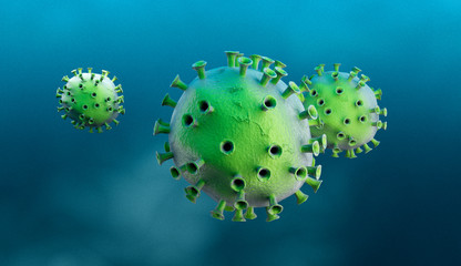Coronavirus, microscopic view, 2019-nCoV - 3D Rendering