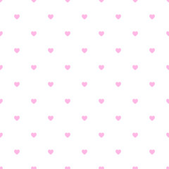 Cute Pink Seamless Polka Heart Vector Pattern Background for Valentine Day - February 14, 8 March, Mother's Day, Marriage, Birth Celebration. Romantic Girlish Design.