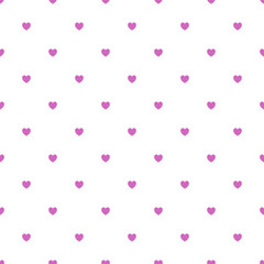 Cute Pink Seamless Polka Heart Vector Pattern Background for Valentine Day - February 14, 8 March, Mother's Day, Marriage, Birth Celebration. Romantic Girlish Design.