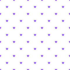Cute Purple Seamless Polka Heart Vector Pattern Background for Valentine Day - February 14, 8 March, Mother's Day, Marriage, Birth Celebration. Romantic Girlish Design.