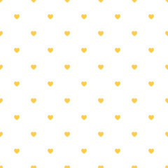 Cute Yellow Seamless Polka Heart Vector Pattern Background for Valentine Day - February 14, 8 March, Mother's Day, Marriage, Birth Celebration. Romantic Girlish Design.