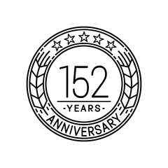 152 years anniversary logo template. 152nd line art vector and illustration.