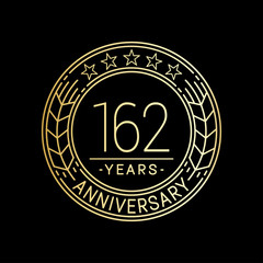 162 years anniversary logo template. 162nd line art vector and illustration.