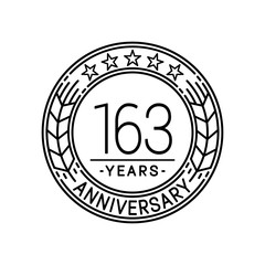 163 years anniversary logo template. 163rd line art vector and illustration.