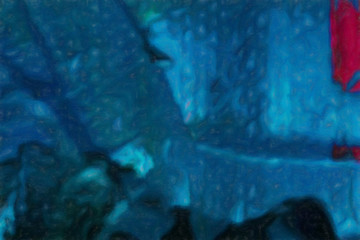 Close up oil paint abstract background. Art textured brushstrokes in macro. Part of painting. Old style artwork. Dirty watercolor texture. Modern pattern. Chaotic splashes. Multi-colors design.