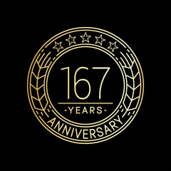 167 years anniversary logo template. 167th line art vector and illustration.