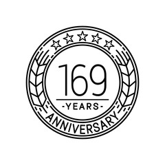 169 years anniversary logo template. 169th line art vector and illustration.