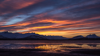Obraz premium Sunset on Ring Road, Iceland, Europe