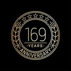 169 years anniversary logo template. 169th line art vector and illustration.