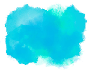 Obraz premium Coral mint green blue brush watercolor cloud splash. Ethereal background for web site , template design or backdrop on white background. Digital abstract illustration artwork with copy space.