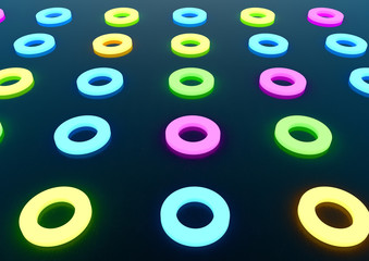 Glowing colourful circles texture background