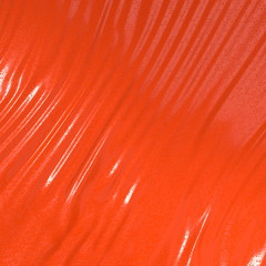Abstract and shiny red luxury silk cloth in shape of liquid wave with folds. Satin or velvet material background in popular Lush Lava color. 3d illustration