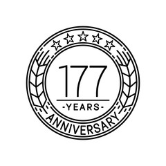 177 years anniversary logo template. 177th line art vector and illustration.