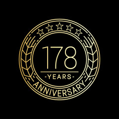 178 years anniversary logo template. 178th line art vector and illustration.