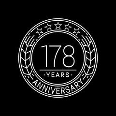 178 years anniversary logo template. 178th line art vector and illustration.