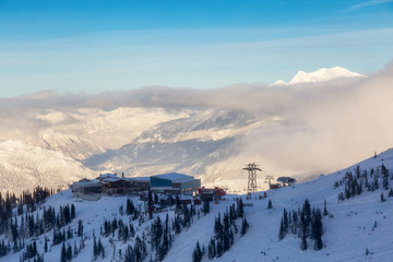 Whistler, British Columbia, Canada. Beautiful Panoramic View of Peak to Peak Gondola with the...