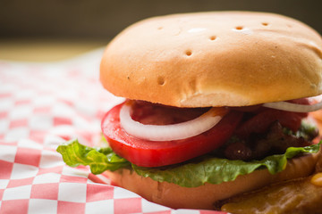 delicious chicken burger with vegetables