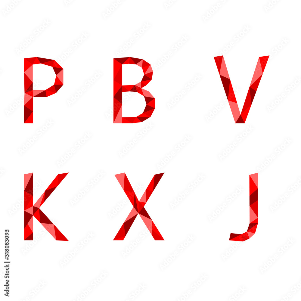 Fototapete crystal font p b. vector alphabet with light and shadow effect letters.