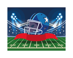 american football helmet on stadium grass