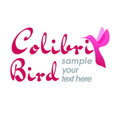 Colorful Colibri bird in flight, trendy minimalistic template design for logos, emblems, symbols