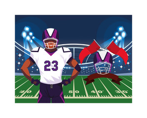 team of players american football in stadium