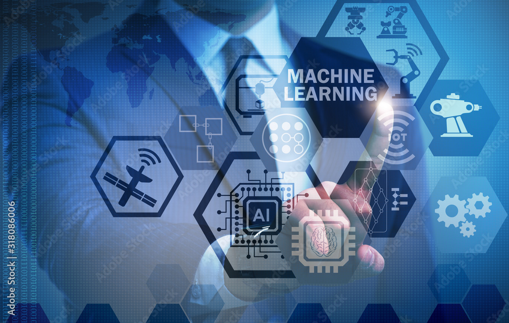 Poster machine learning computing concept of modern it technology