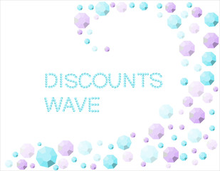 vector simple template with a wave of diamonds and precious stones for discounts and congratulations, background for cards and flyers