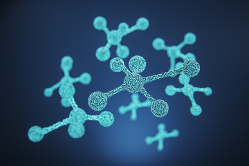 Creative glowing blue molecular structure