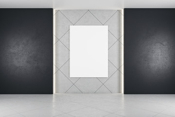 Modern interior hall with empty poster on wall.