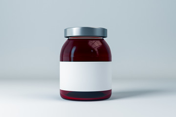 Blank label brown jar on a white background.