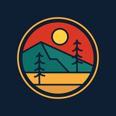 simple logo badge mountain design illustration