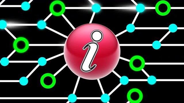 Internet icon on circuit board. Looping footage. Illustration.