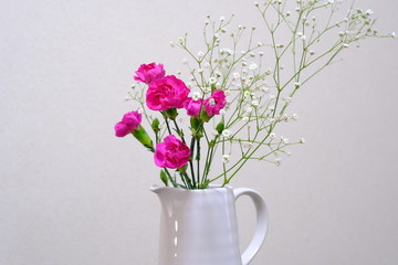 carnation and gypsophila flower arrangement